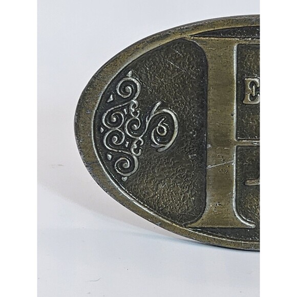 Vintage Pewter Pelco belt buckel Cast Metal Made In Tulsa 4in X 2.5 Size - Picture 3 of 8